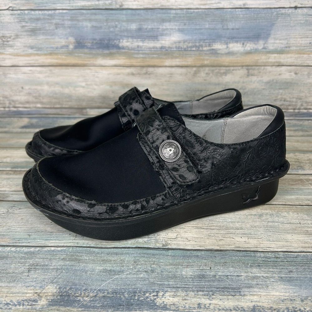 Alegria Womens Size 37 Dream‎ Fit Black Leather Neoprene Dena DEN-435 Shoes
